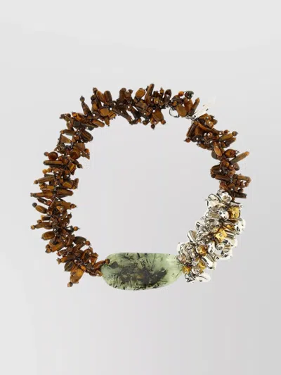 DRIES VAN NOTEN CHUNKY BEADED NECKLACE METAL ACCENTS