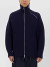 Dries Van Noten Chunky Knit High Collar Wool Sweater In Blue