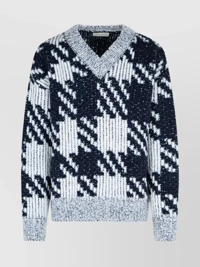 DRIES VAN NOTEN CHUNKY KNIT V NECK SWEATER WITH TEXTURED PATTERN
