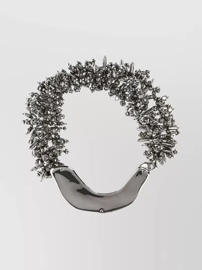 Dries Van Noten Chunky Metallic Necklace With Textured Finish
