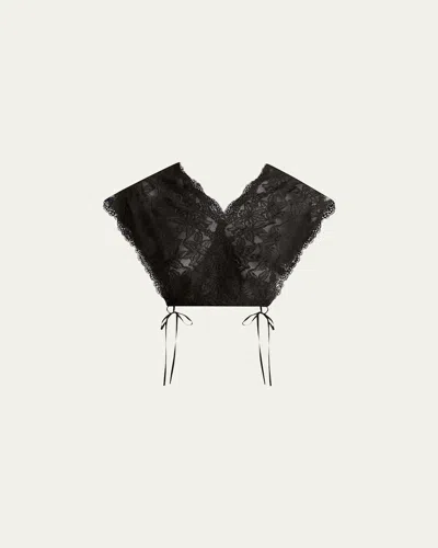 Dries Van Noten Cico Floral Lace Drawstring Crop Top In 900 Black