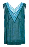 Dries Van Noten Ciesta Printed Georgette Top In Turquoise