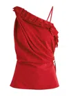 Dries Van Noten Ciska Stretch-silk Chiffon Wrap Top In Red