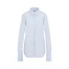 Dries Van Noten Classic Blue Cotton Shirt With Oversized Cuffs In Blue