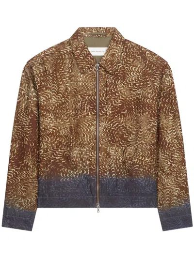 Dries Van Noten Classic Collar Front Zip Jacket For Men In Brown