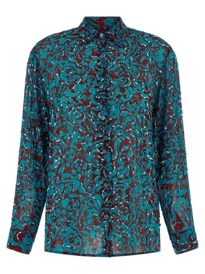 Dries Van Noten Clavelly Shirt And Blouse Light Blue In Multi
