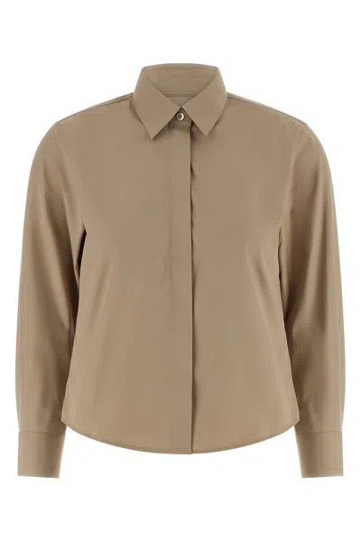 Dries Van Noten Clavini Long Sleeve Shirt Curved Hem In Brown