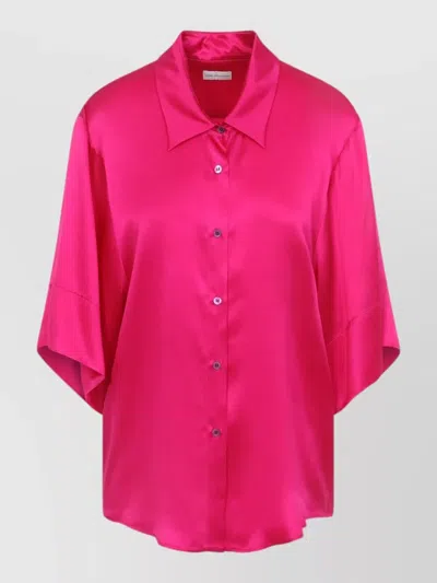 Dries Van Noten Clea Shirt Collared Neck Satin Finish In Pink