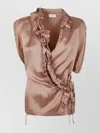 Dries Van Noten Clematis Sleeveless Wrap Blouse With Ruffle Details