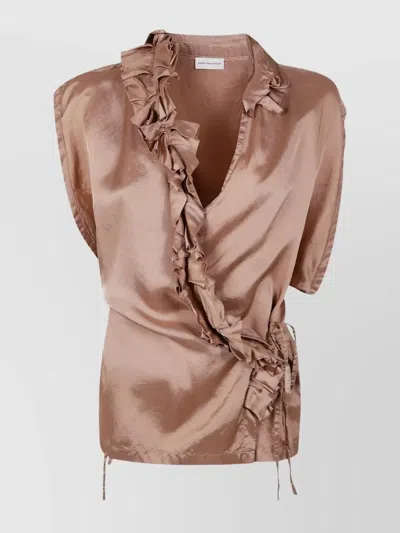 DRIES VAN NOTEN CLEMATIS 1427 WRAP V-NECK TOP