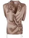 Dries Van Noten Clematis Sleeveless Wrap Blouse With Ruffle Details