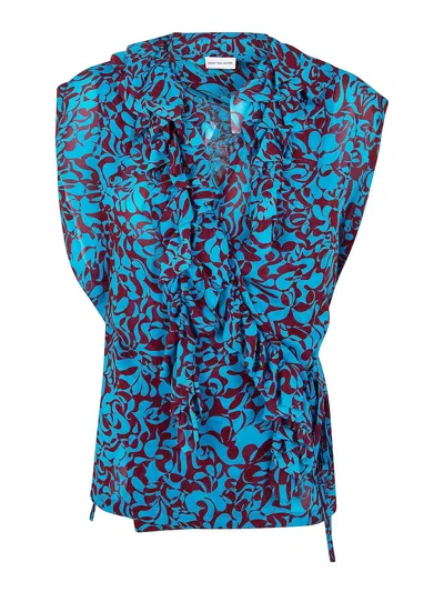 Dries Van Noten Clematis Blouse In Blue