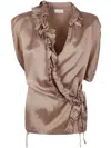 Dries Van Noten Clematis Sleeveless Wrap Blouse With Ruffle Details In Grey