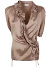 Dries Van Noten Clematis Sleeveless Wrap Blouse With Ruffle Details In Grey