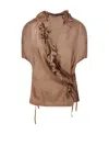 Dries Van Noten Clematis Sleeveless Wrap Blouse With Ruffle Details