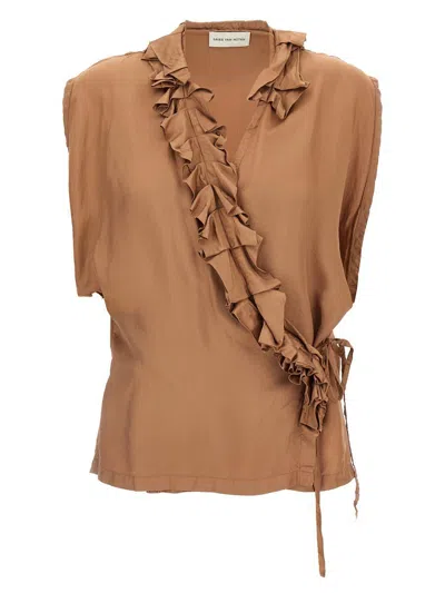 Dries Van Noten Viscose Top In Taupe