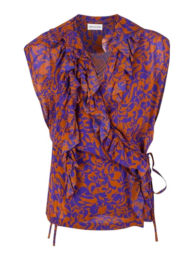 Dries Van Noten Clematis Top In Orange