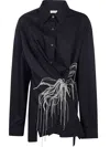 Dries Van Noten Casual Collared Neck Embellished Long Sleeves In Blue