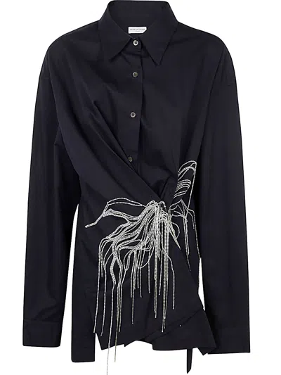 DRIES VAN NOTEN CLICKS EMB 9295 W. W.SHIRT,242.010743.9295 509 NAVY