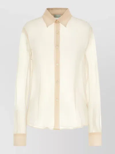 Dries Van Noten Cloudy Long Sleeve Shirt Sheer Fabric In Neutral