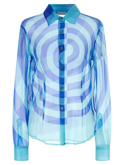 Dries Van Noten Long Sleeve Shirt In Blue
