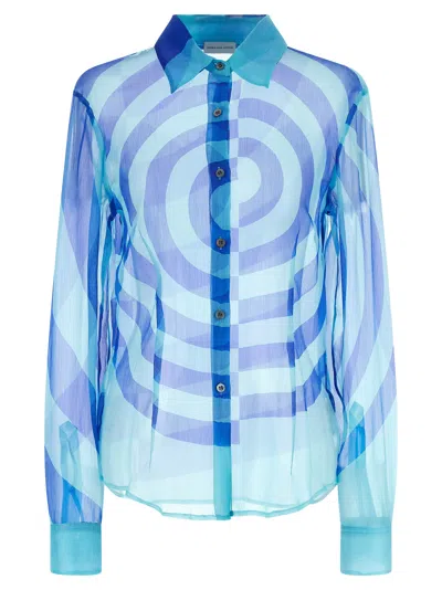 Dries Van Noten Long Sleeve Shirt In Blue
