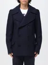 Dries Van Noten Double-breasted Coat In Wool Mix In Blue