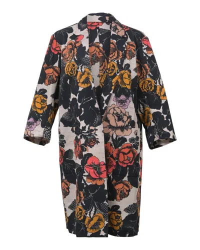 Dries Van Noten Coat In Floral Print Cotton In Multi