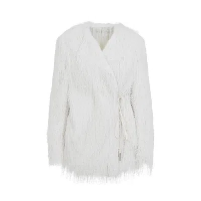 Dries Van Noten Short Coat With Tie And Notched Lapels In White