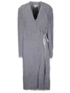 Dries Van Noten Coat With Fringes In Gray