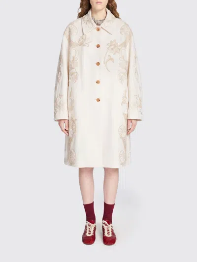Dries Van Noten "rondero" Embroidered Single Braisted Coat In Neutral