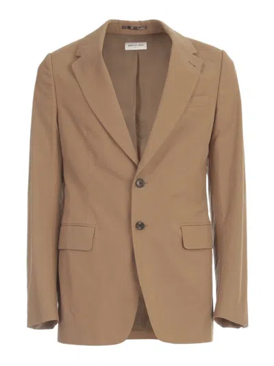 Dries Van Noten Burness Long Jacket Cotton Clothing In Brown