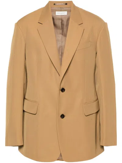 Dries Van Noten Tan Notched Lapel Suit In 101 Sand