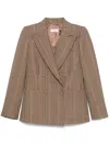 Dries Van Noten Double-breasted Crystal-embellished Checked Wool Blazer In Brown