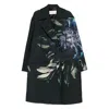 Dries Van Noten Cotton Blend Coat Floral Pattern In Blue