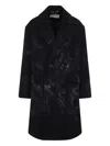 Dries Van Noten Oversized Double-breasted Coat With Peonia Print In Black
