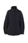 Dries Van Noten Oversized High Collar Jacket With Elastic Hem In Black