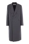 Dries Van Noten Grey Double-breasted Wool Coat Men In Gray