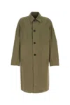 Dries Van Noten Cotton Trench Coat With Front Pockets And Long Sleeves In Green
