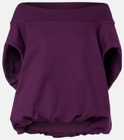 Dries Van Noten Cocoon Cotton Jersey Sweatshirt In Purple