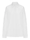 Dries Van Noten White Striped Cotton Cocoon Shirt In Gray