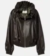 Dries Van Noten Voly Ruffle-collar Waxed Zip Jacket In Green