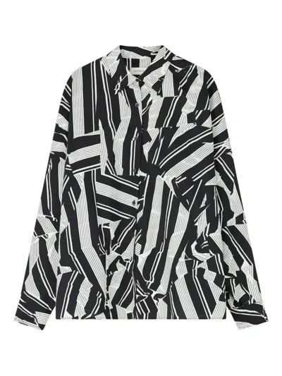 Dries Van Noten Crushed Stripe Print Cotton Shirt In Multi