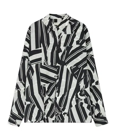 Dries Van Noten Cocoon Geometric Cotton Shirt In Black