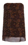 Dries Van Noten Coja Embellished Georgette Top In Brown