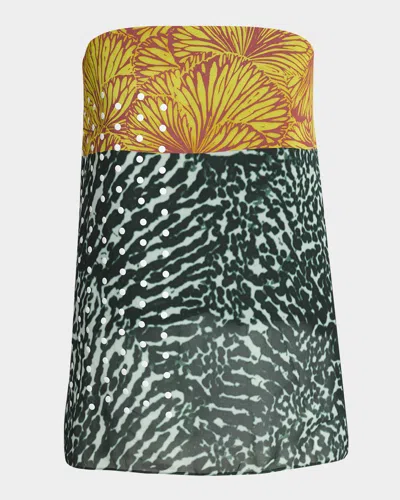 Dries Van Noten Coja Strapless Multi-print Top In Black