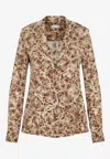 Dries Van Noten Colla Signature Print Long-sleeved Shirt In Camel