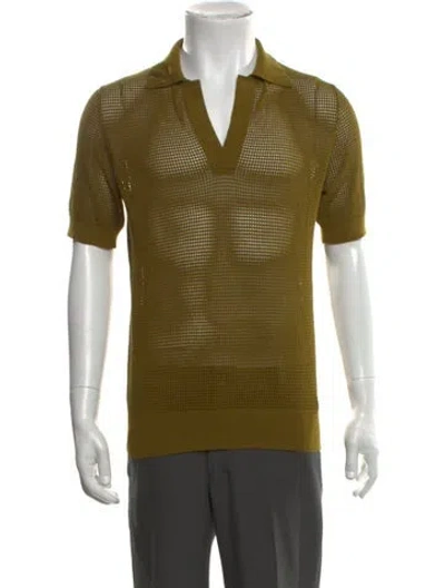 Pre-owned Dries Van Noten Collar Short Sleeve Polo Shirt In Green