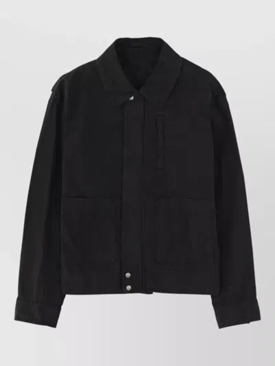 Dries Van Noten Collared Jacket Featuring Practical Front Pockets In Black