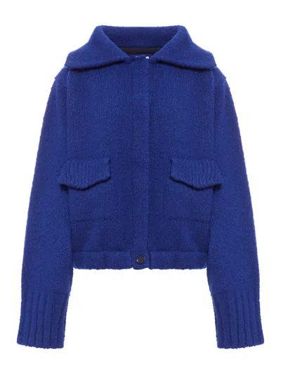 Dries Van Noten Collared Knit Jacket In Blue